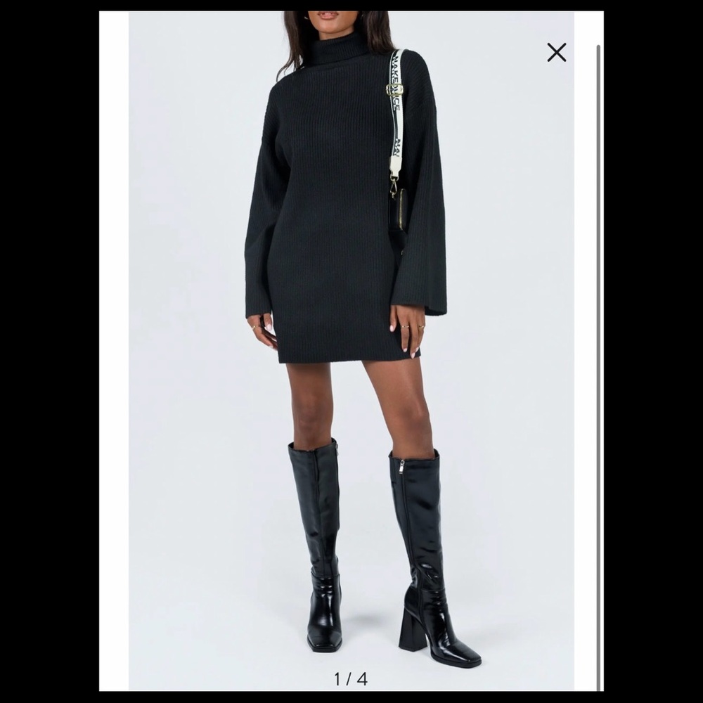 Princess Polly Sonelle Rib Turtleneck Long Sleeve Sweater Minidress
